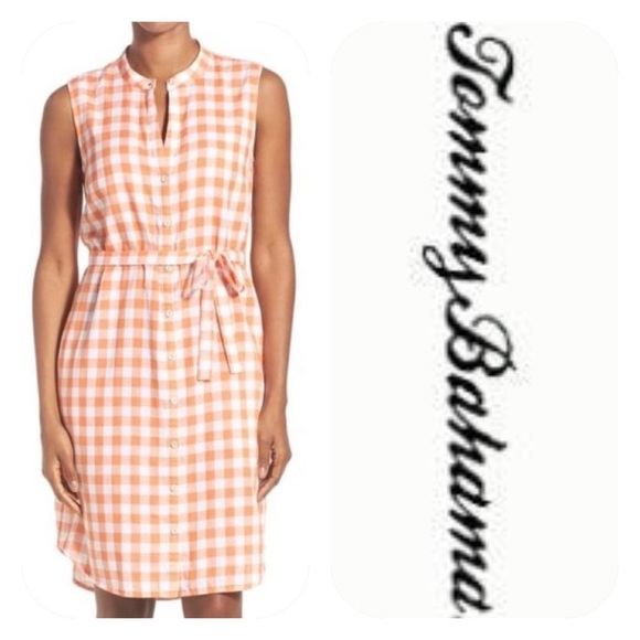 Tommy Bahama Grand Gingham Shirtdress Orange Sz. XS NWT - Picture 1 of 11